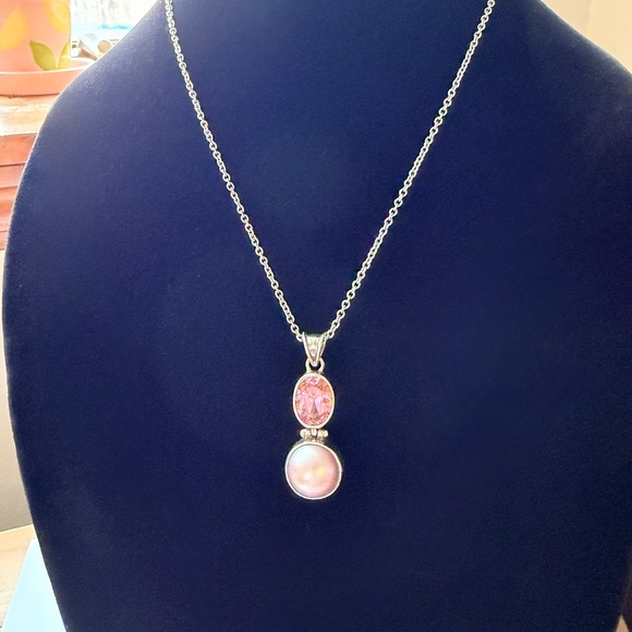 Sterling Silver & Pearl Pendant Necklace - Picture 5 of 15